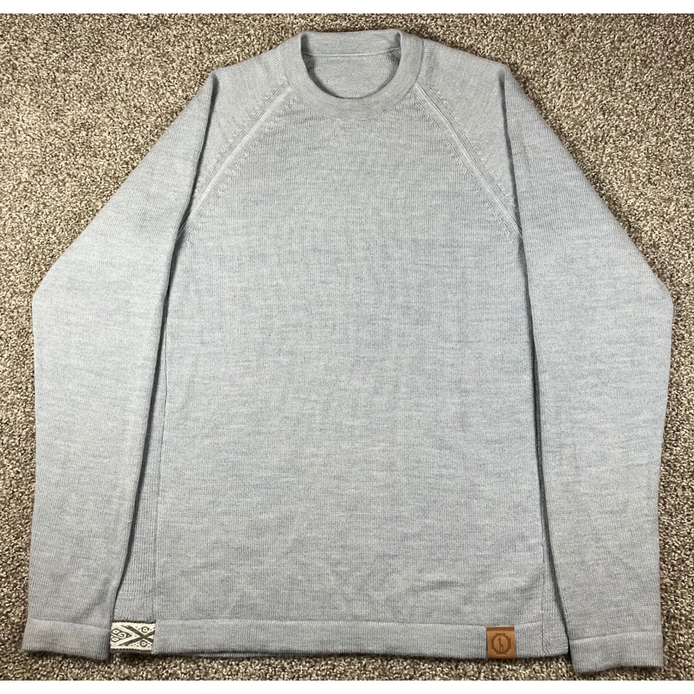 Paka Handmade Knit Alpaca Wool Blend Crewneck Sweater Light Grey Size Medium